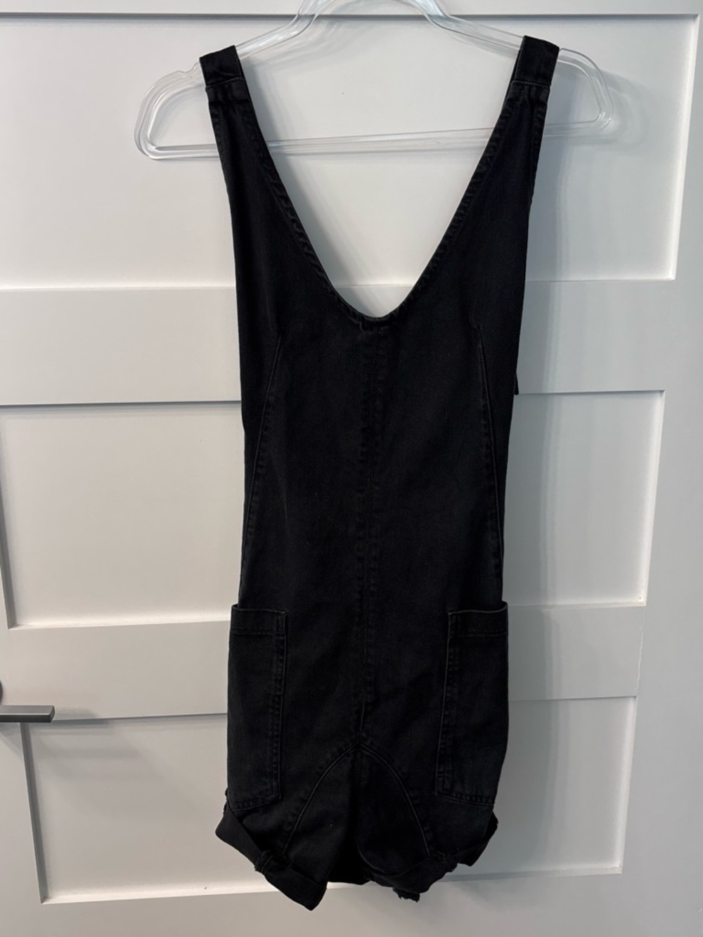Free People We The Free Black Sleeveless One-Piece Romper Denim Shortalls